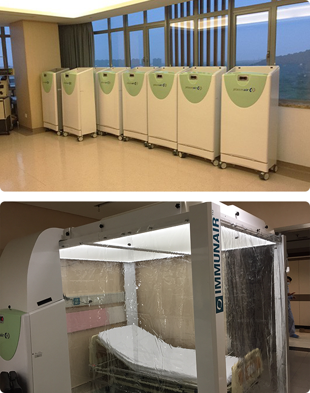  浙江大学附属第一医院血液科规模化应用爱茵斯贝等离子空气消毒设备。